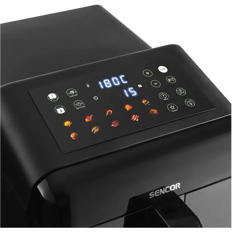 Уред за здравословно готвене Sencor Air Fryer SFR 1250BK, 2 х 5.8 L, 3000 W, черен