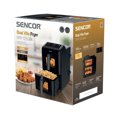 Уред за здравословно готвене Sencor Air Fryer SFR 1250BK, 2 х 5.8 L, 3000 W, черен