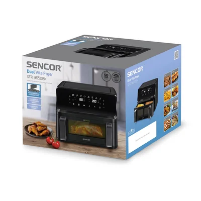 Уред за здравословно готвене Sencor Air Fryer SFR 9650BK, 2 х 4.5 L, 2700 W, черен