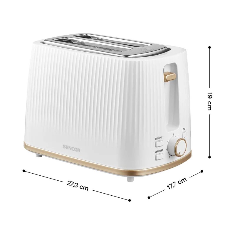 Тостер Sencor STS 7510WH, с 2 отвора, 7 степени, 930 W, бял