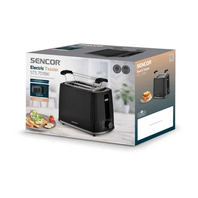Тостер Sencor STS 7511BK, с 2 отвора, 7 степени, 930 W, черен