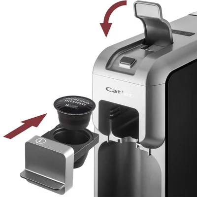 Кафе машина Catler ES700, за капсули Dolce Gusto, Nespresso, Caffissimo, 1350 W, налягане на помпата 15 бара, черно-сребриста