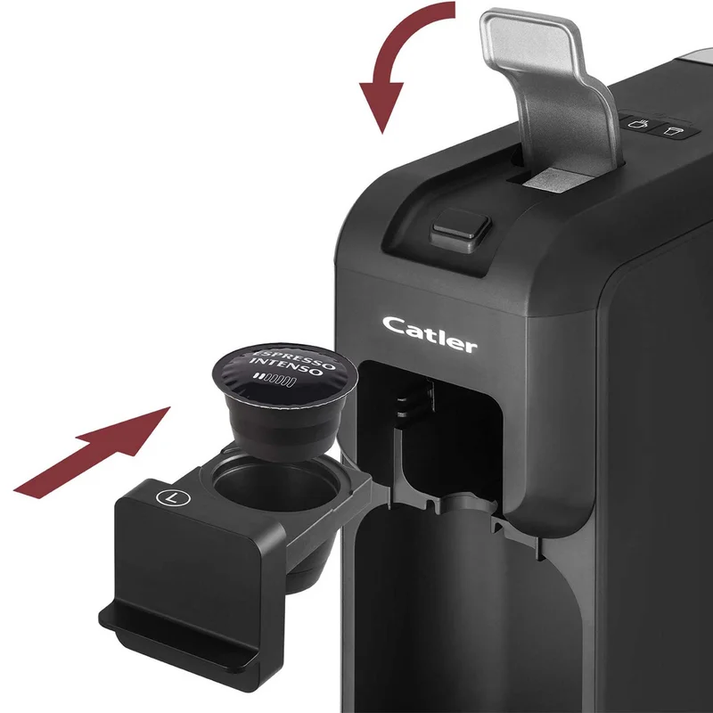 Кафе машина Catler ES703, за капсули Dolce Gusto, Nespresso, Caffissimo, 1350 W, налягане на помпата 15 бара, черна