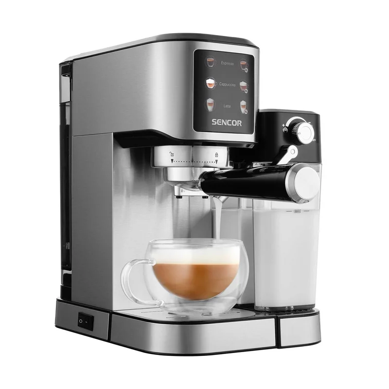 Кафе машина Sencor SES 4910SS, 20 бара, 1350 W, с контейнер за мляко
