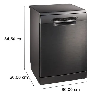 Съдомиялна машина Bosch SMS4EMC06E, свободностояща, серия 4, със защита от отпечатъци, за 14 комплекта, 60 cm, черен инокс