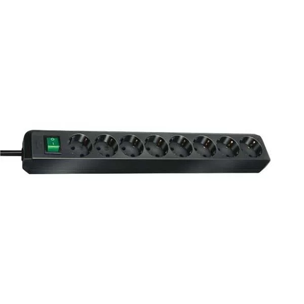 Разклонител Brennenstuhl Eco-Line, 8 гнезда, 3 m кабел, черен