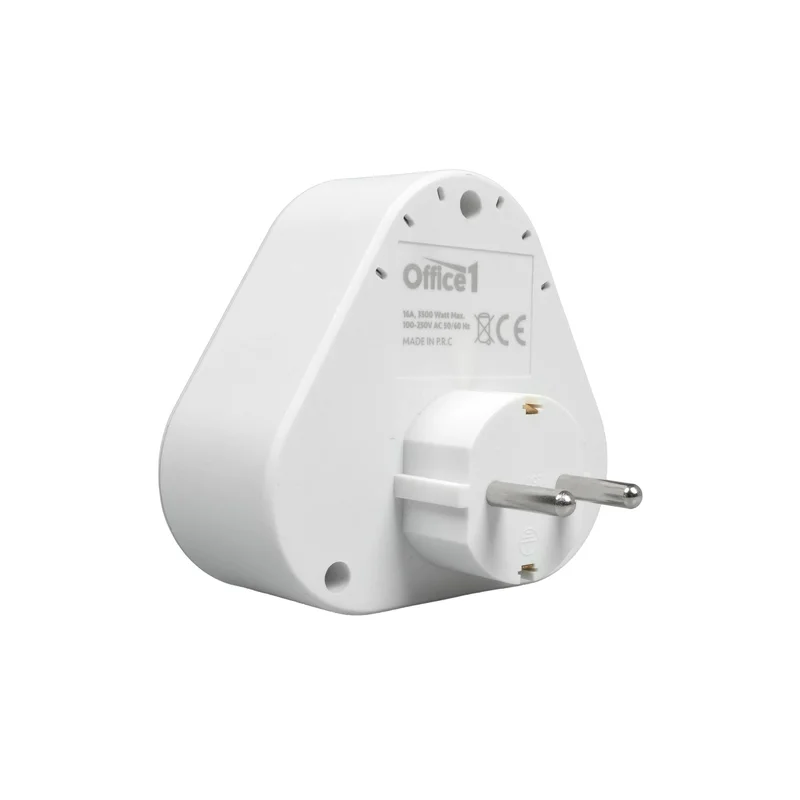 Разклонител Office 1, шуко, 2 гнезда, 1 USB Type-A, 1 USB Type-C, бяло-сив