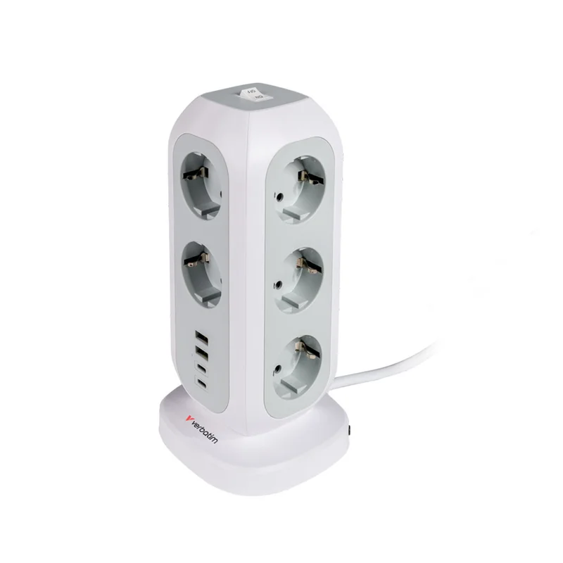 Разклонител Verbatim EUPT-01, Power Tower, вертикален, 11 гнезда, USB
