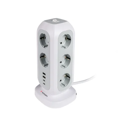 Разклонител Verbatim EUPT-01, Power Tower, вертикален, 11 гнезда, USB