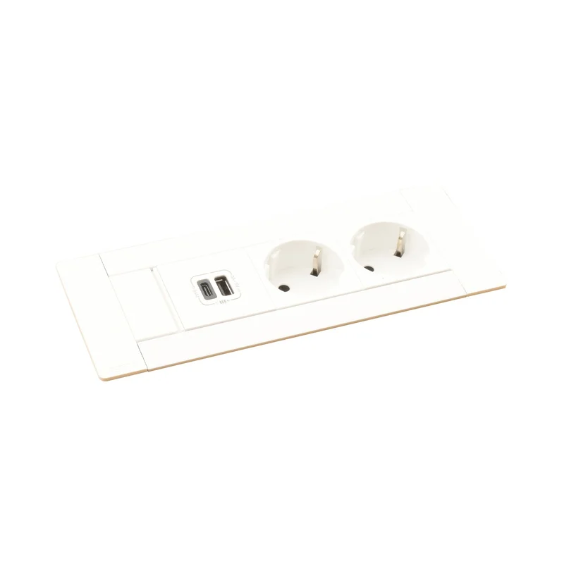 Мебелна кутия Legrand Incara, с 6 модула, 2x2P+E, USB A+C, 15 W, бяла