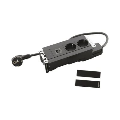 Мебелна кутия Legrand Incara, с 6 модула, 2x2P+E, USB A+C, 15 W, черна