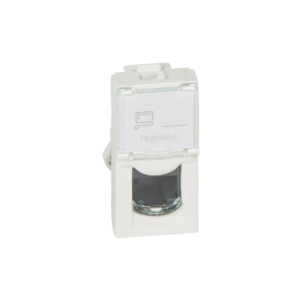 Розетка Legrand Mosaic, RJ45, FTP Cat 6, с 1 модул, бяла