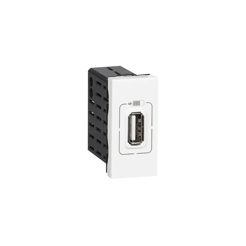 Розетка Legrand Mosaic, USB Type-A, с 1 модул, бяла