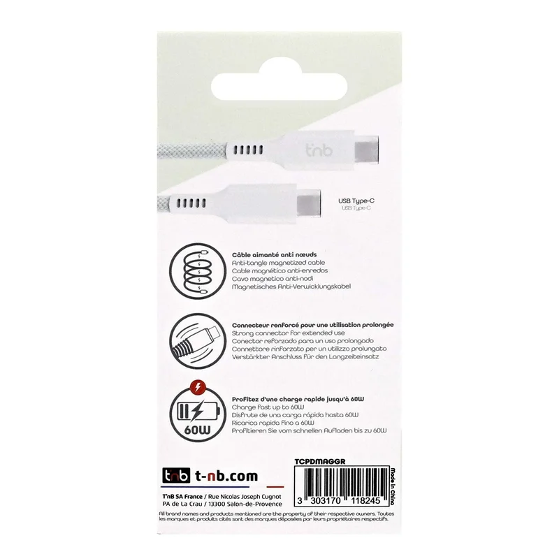 Кабел TNB, USB Type-C към USB Type-C, 1.5 m, зелен