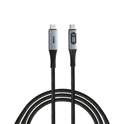 Кабел Verbatim Sync & Charge, USB Type-C към USB Type-C, с дисплей, 100 W, 120 cm