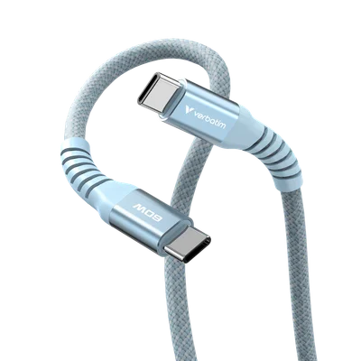 Кабел Verbatim Sync & Charge, магнитен, USB Type-C към USB Type-C, 60 W, 120 cm, син