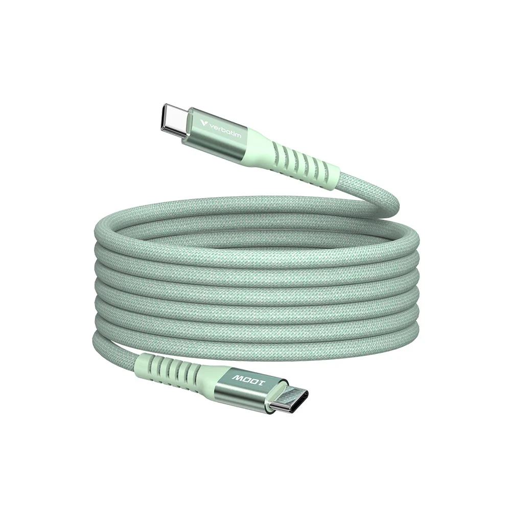 Кабел Verbatim Sync&Charge, магнитен, USB Type-C, 100 W, 120 cm, зелен