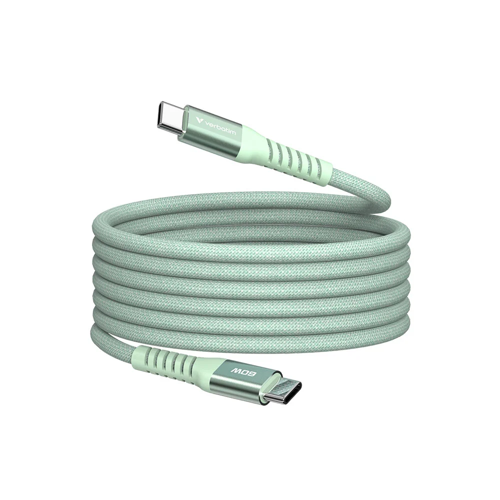 Кабел Verbatim Sync&Charge, магнитен, USB Type-C, 100 W, 60 cm, зелен