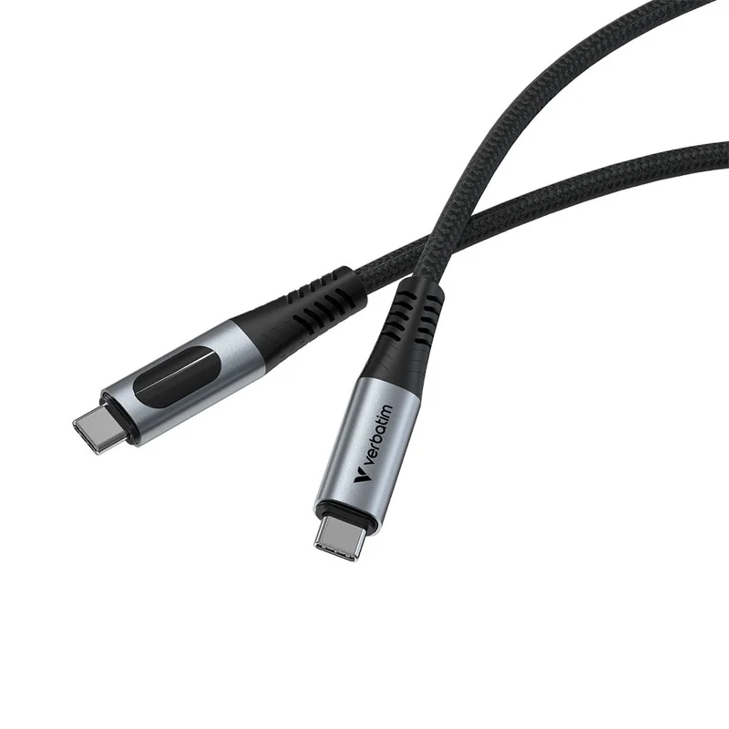 Кабел Verbatim Sync&Charge, магнитен, с дисплей, USB Type-C към USB Type-C, 240 W, 120 cm