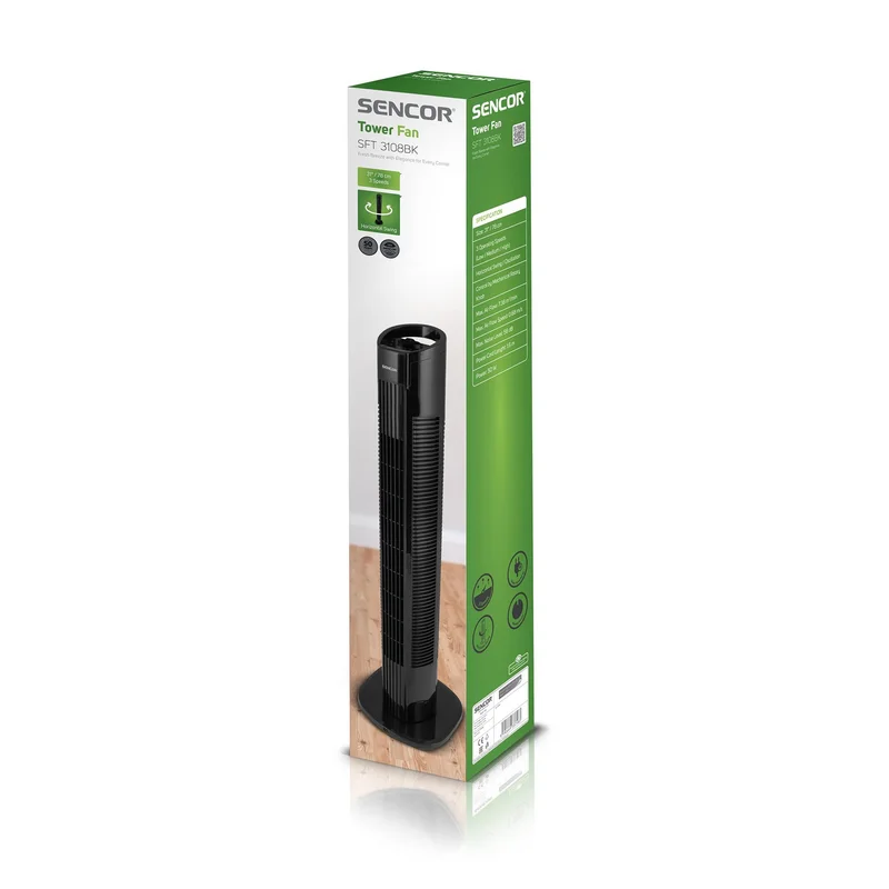 Вентилатор Sencor SFT 3108BK, колонен, 50 W