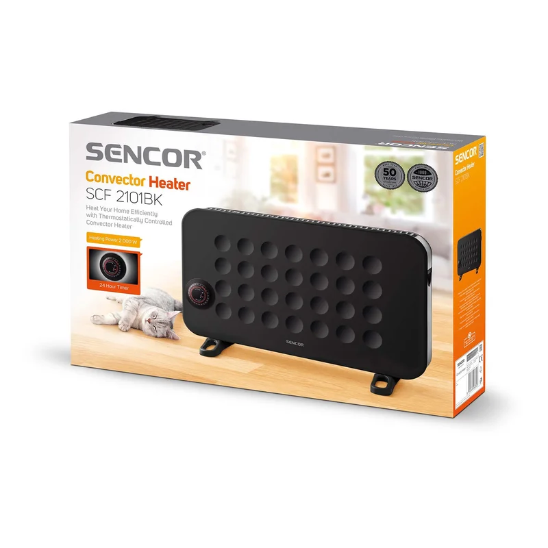 Конвектор Sencor SCF 2101BK, 3 степени, 2000 W, черен