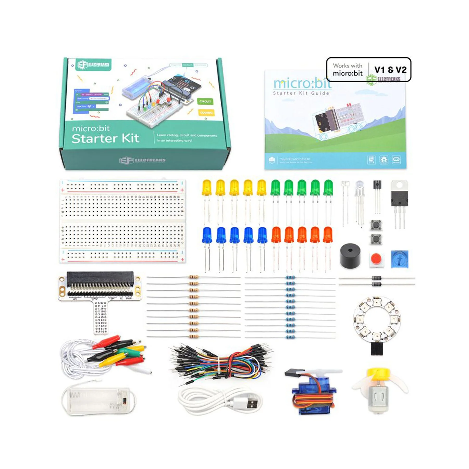 Базов комплект Elecfreaks EF08180, с Micro:Bit платка, батерии AAA