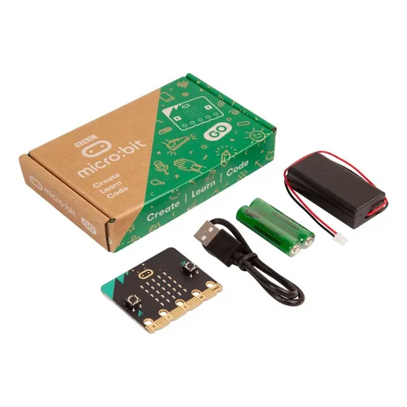 Платка BBC Micro:bit V2, с батерии, кабел USB Type-A, батерии AAA