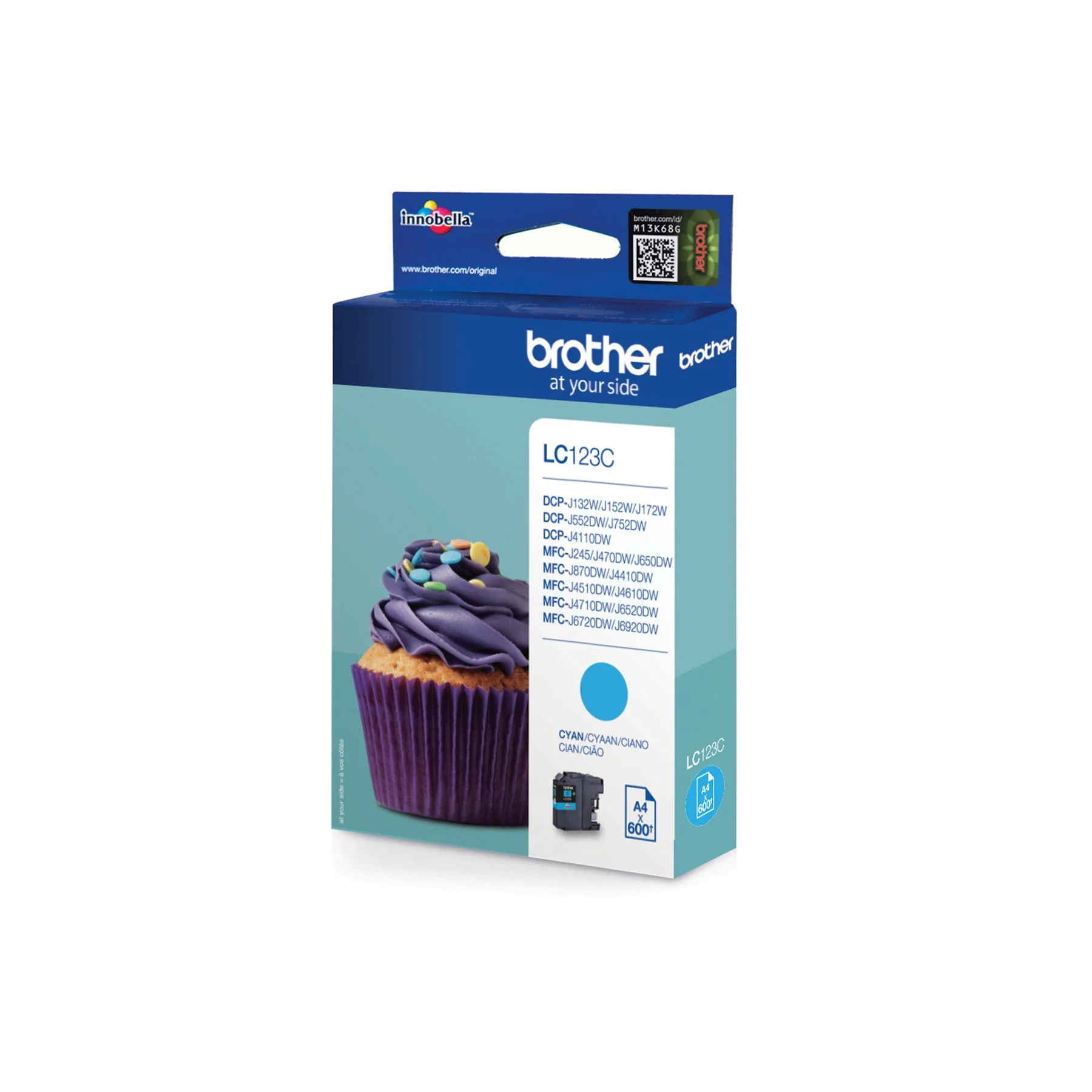Оригинален патрон Brother LC123, 600 страници/5%, Cyan