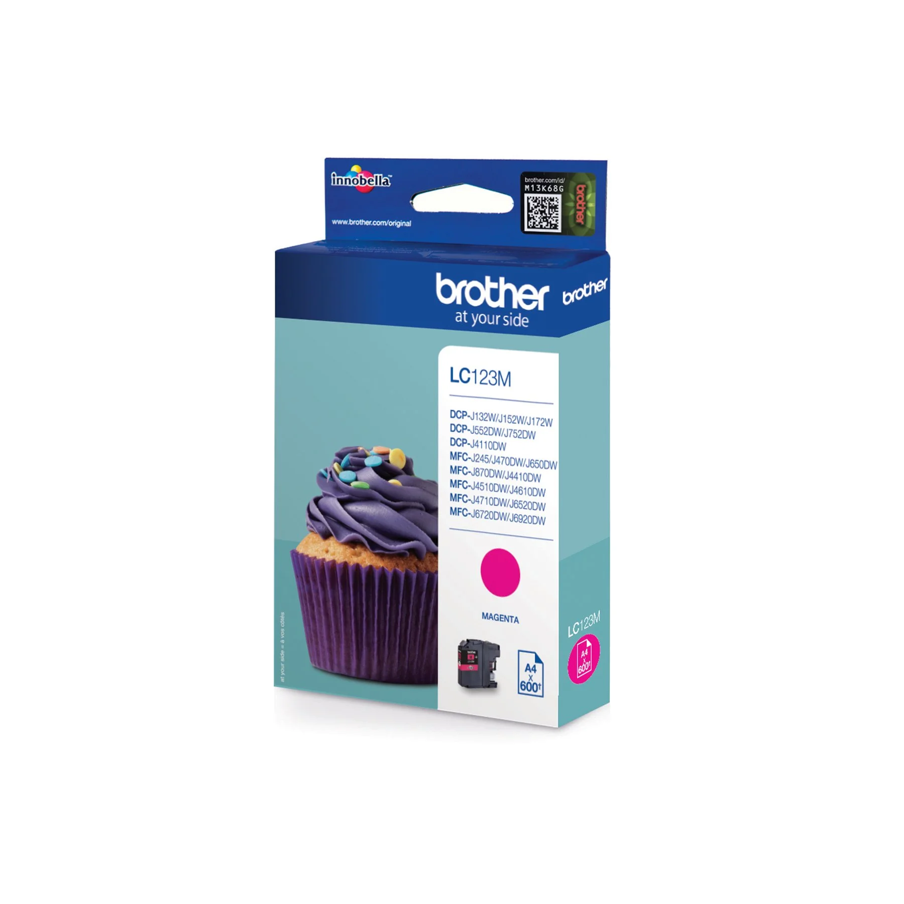 Оригинален патрон Brother LC123, 600 страници/5%, Magenta