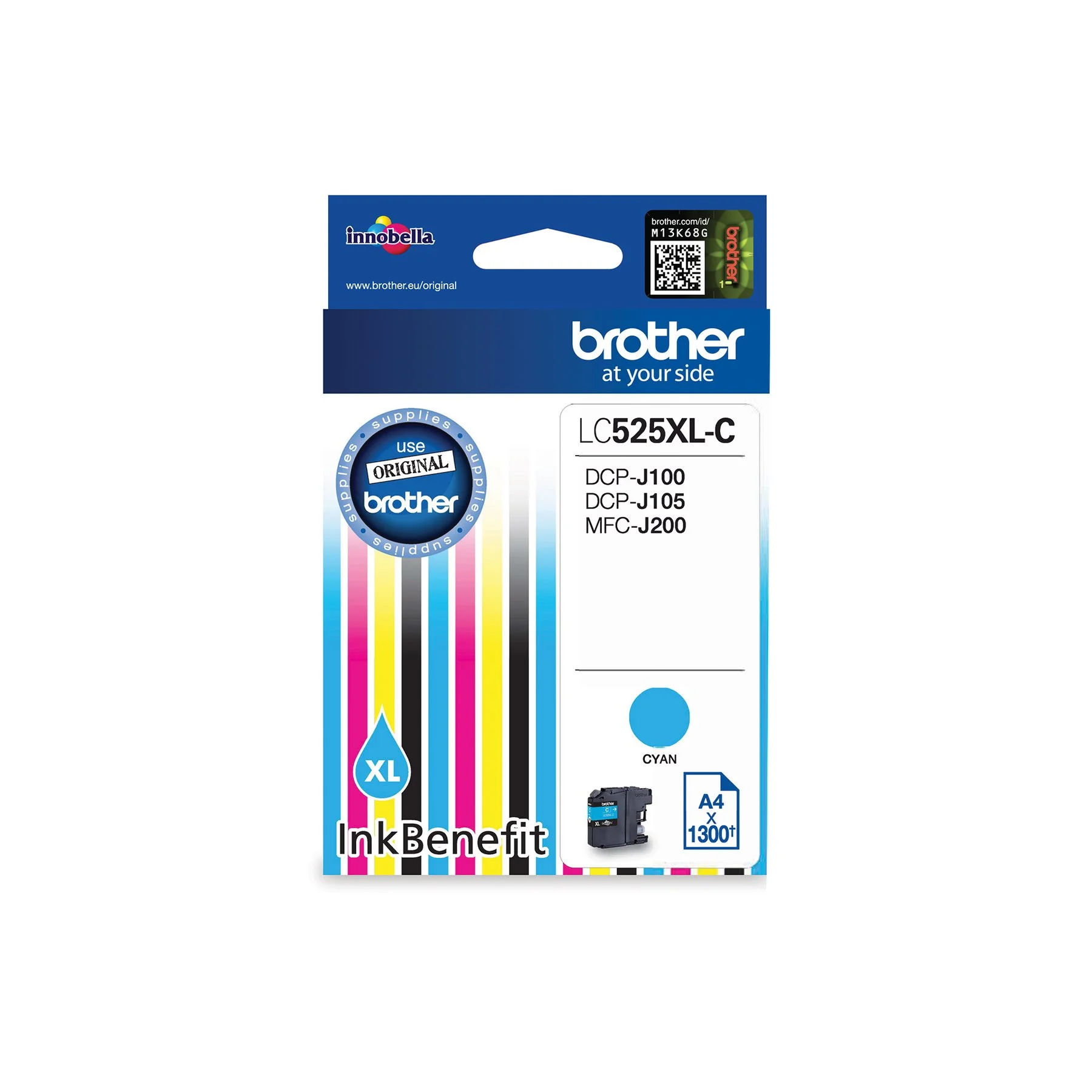 Оригинален патрон Brother LC525XL, 1300 страници/5%, Cyan