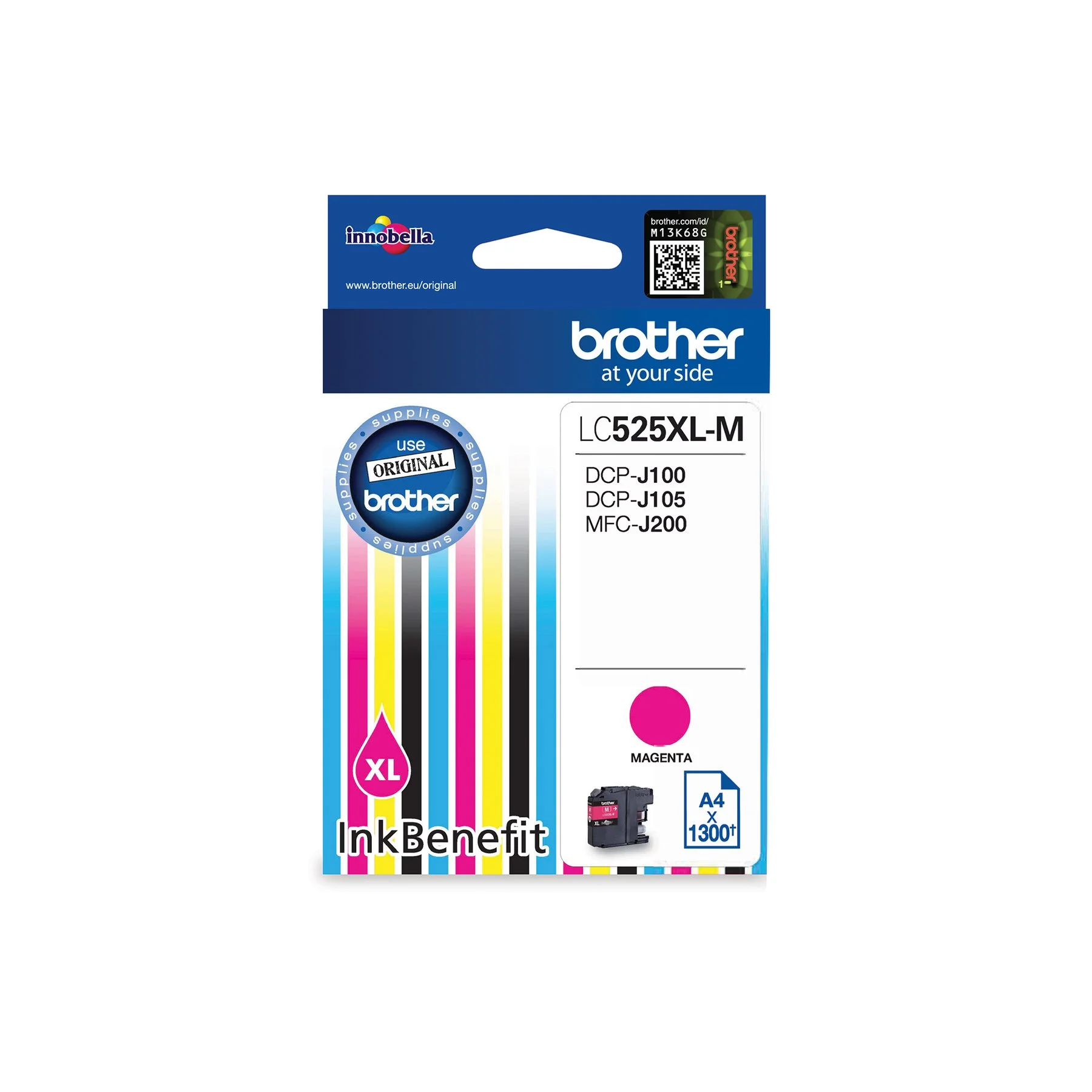 Оригинален патрон Brother LC525XL, 1300 страници/5%, Magenta