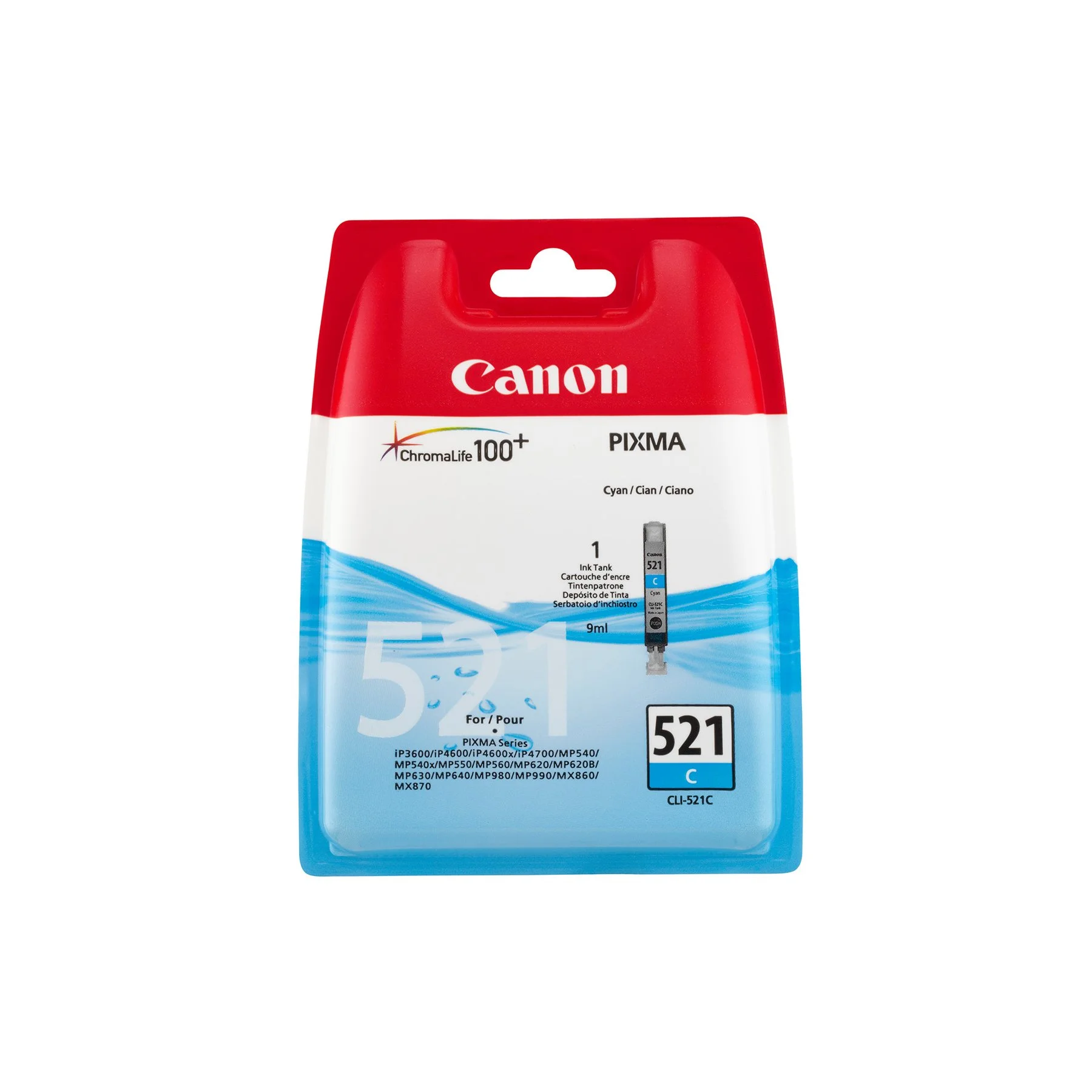 Оригинален патрон Canon CLI-521, 505 страници/5%, Cyan