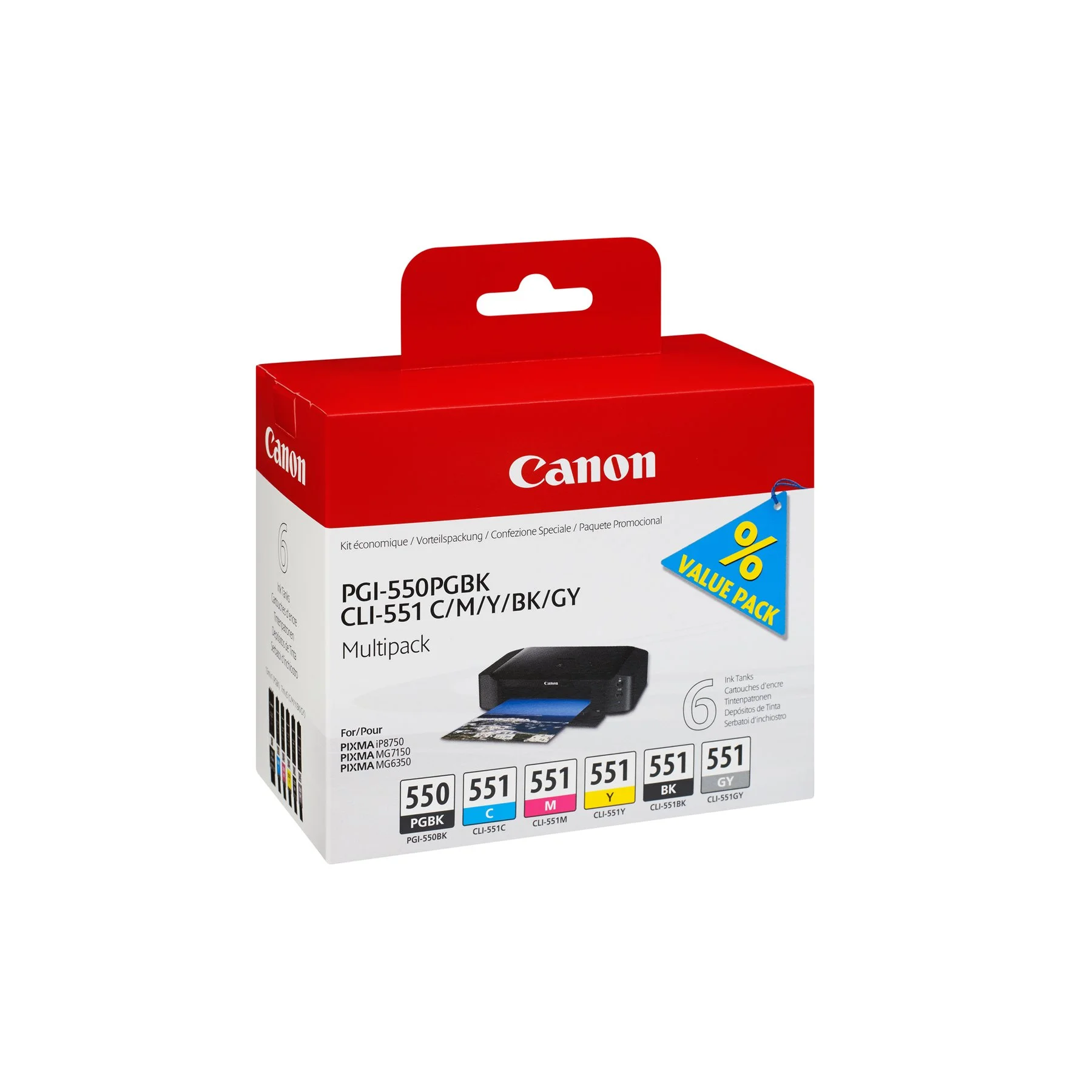 Оригинален патрон Canon CLI-551, 121 страници/5%, Cyan