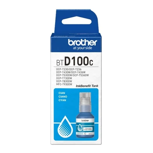Оригинално мастило за принтер Brother BT-D100C, 5000 страници/5%, Cyan
