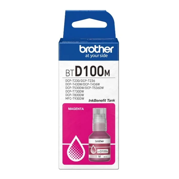 Оригинално мастило за принтер Brother BT-D100M, 5000 страници/5%, Magenta