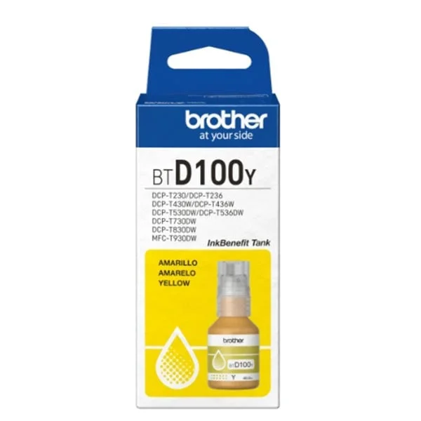 Оригинално мастило за принтер Brother BT-D100Y, 5000 страници/5%, Yellow