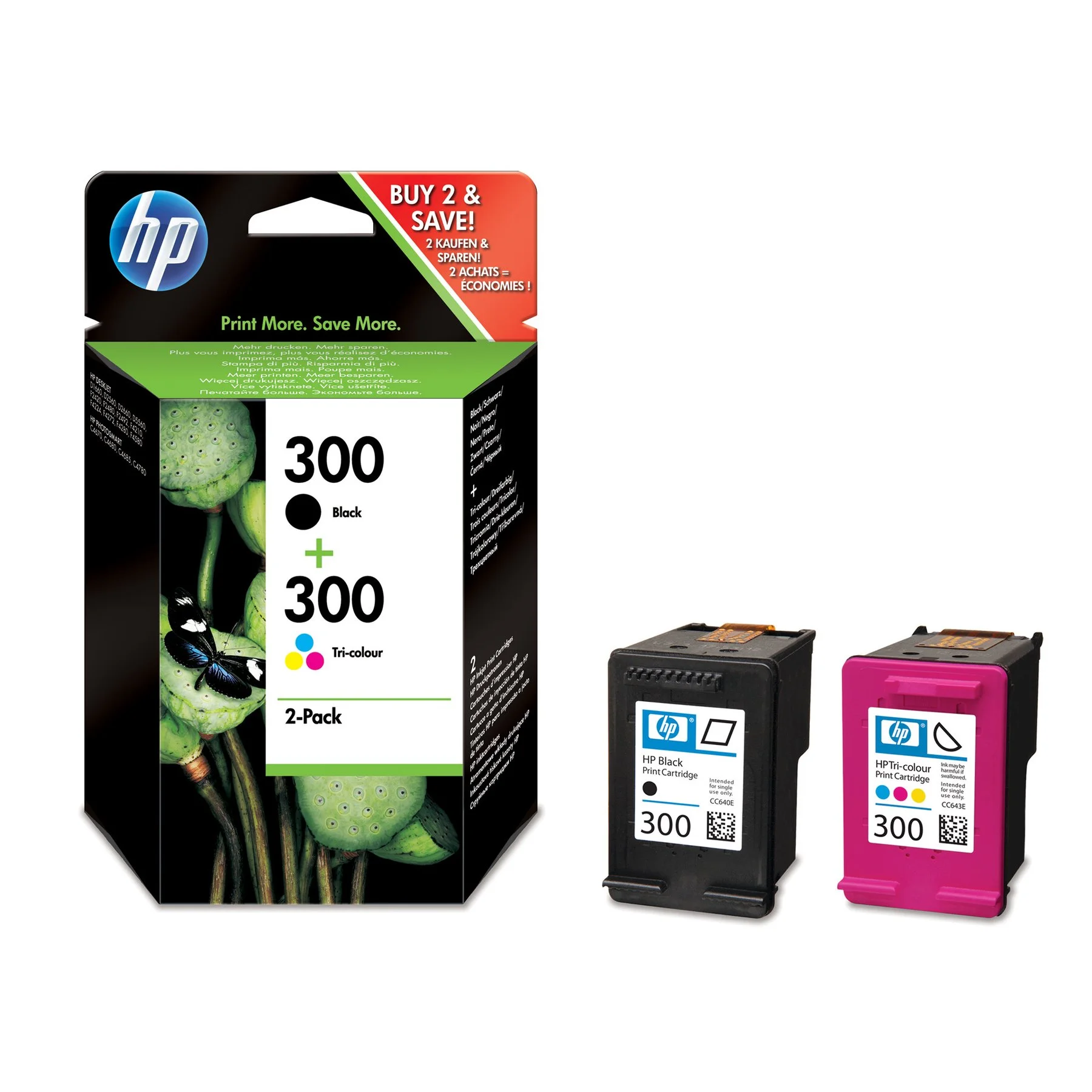Оригинална глава HP COMBO PACK CN637EE, No300, 165 страници/5%, Black + Color