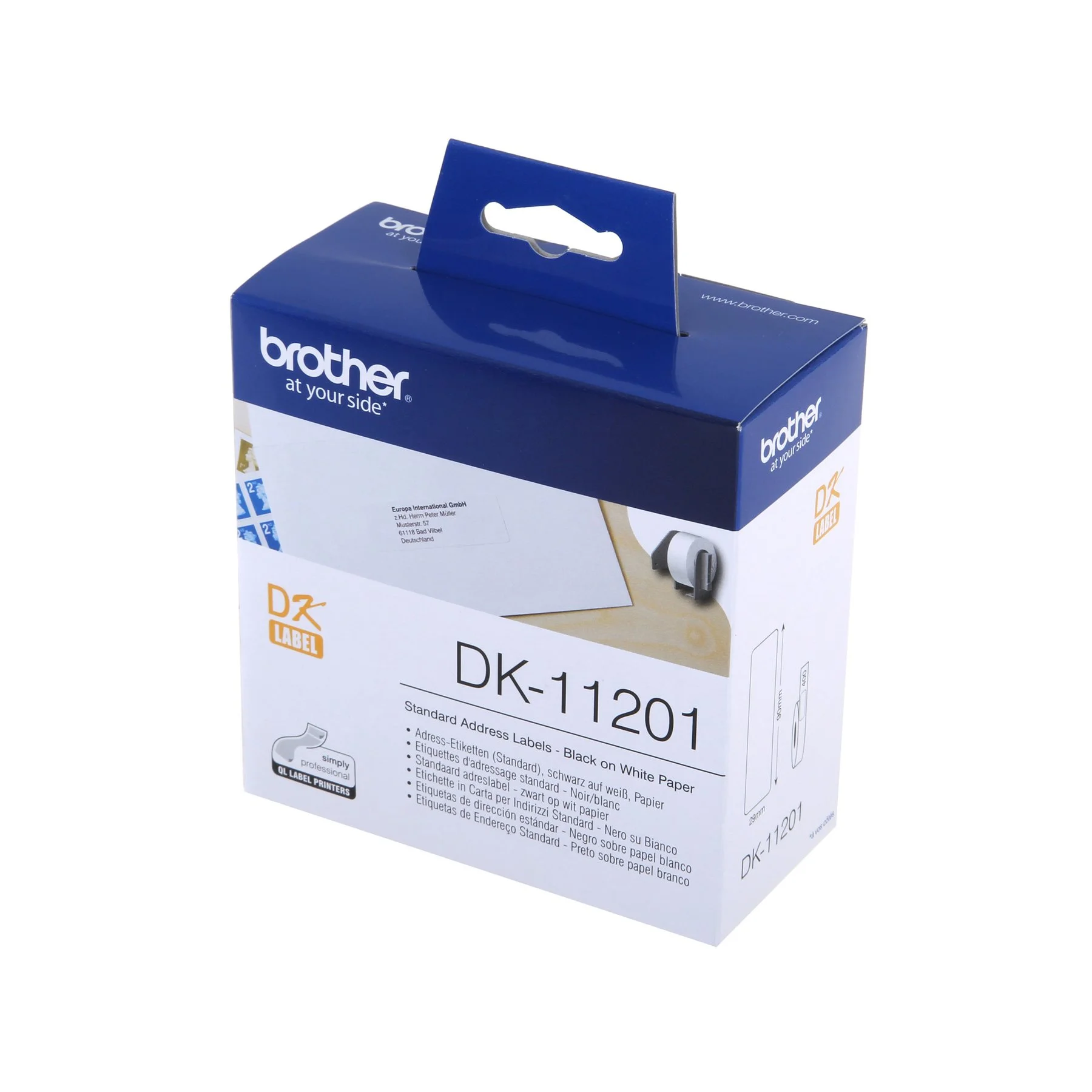 Етикети Brother DK11201, за адреси, 29 x 90 mm, бели, 400 броя в ролка