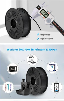 Филамент за 3D принтер, ABS, 1.75 mm, 1 kg, черен