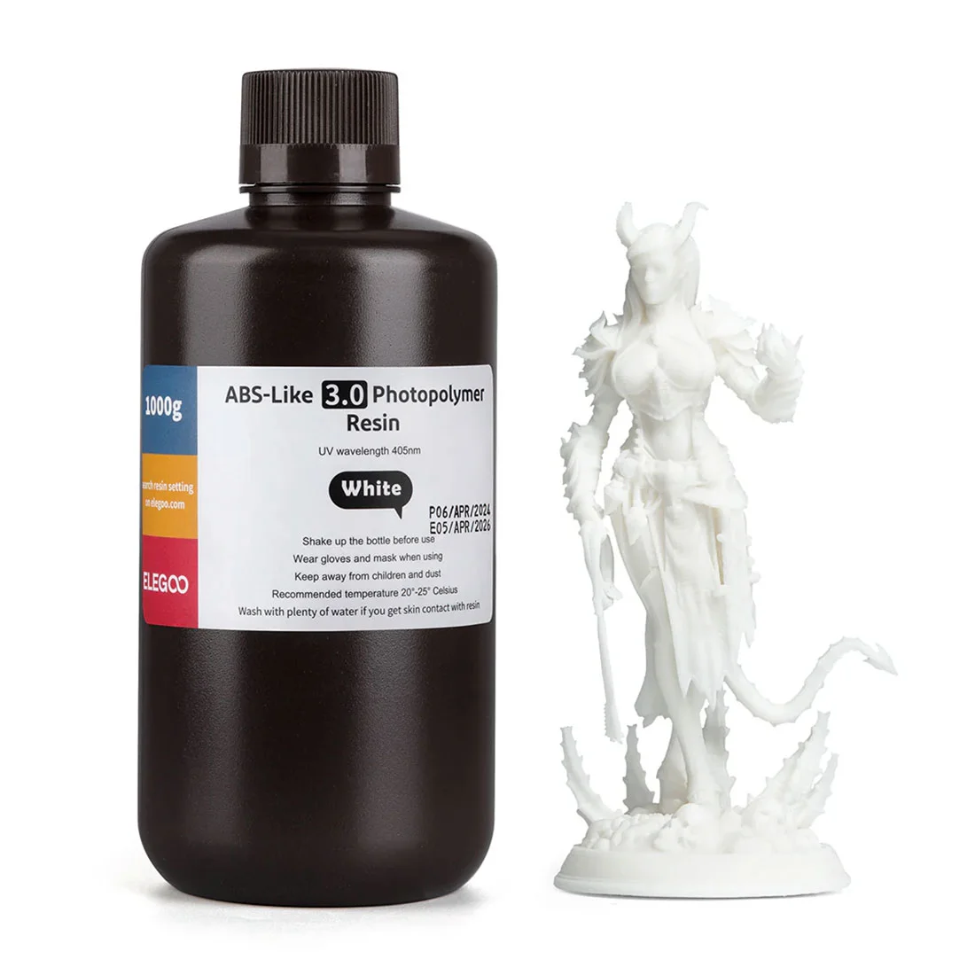 Смола за 3D принтер Elegoo, ABS-Like 3.0, 1 kg, бяла