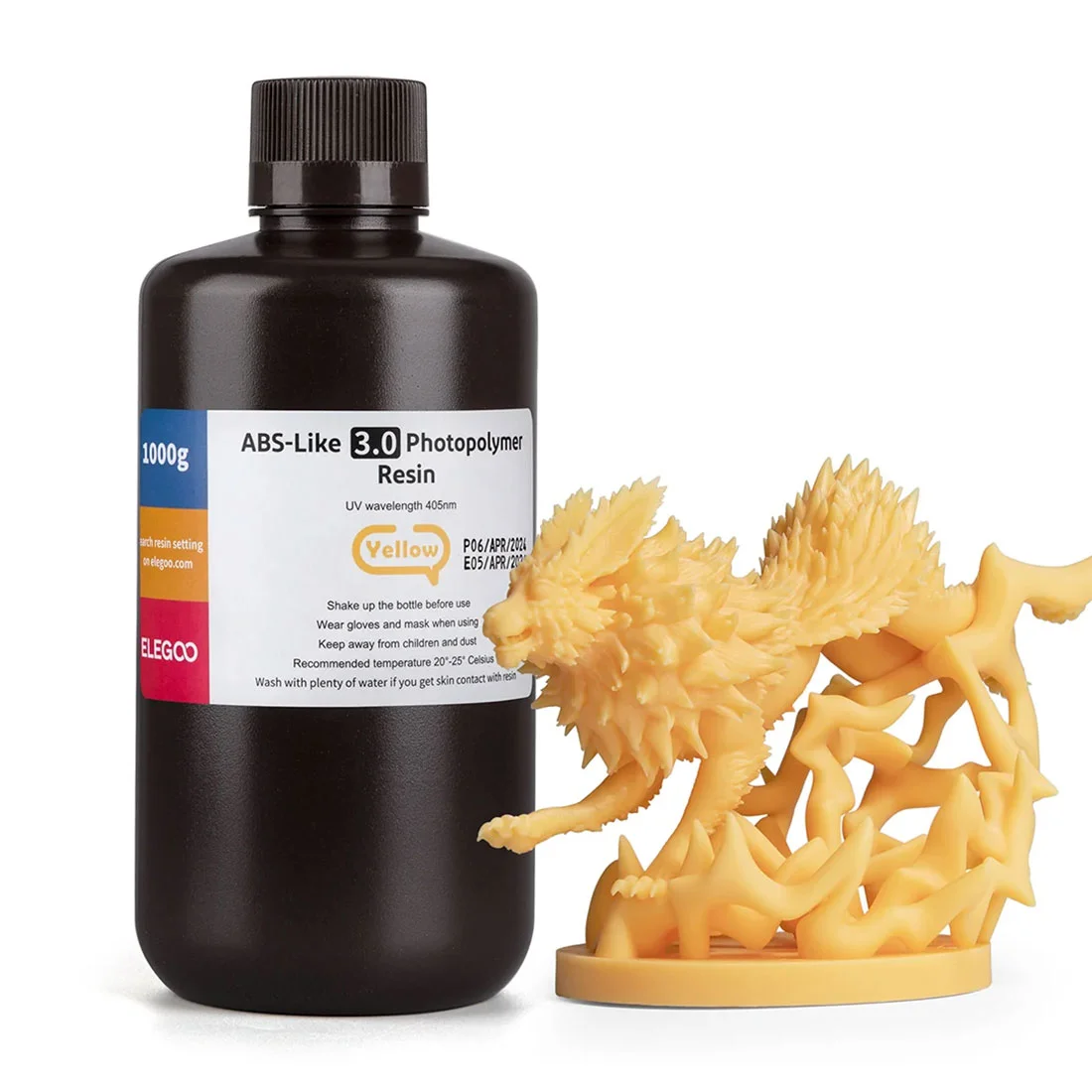 Смола за 3D принтер Elegoo, ABS-Like 3.0, 1 kg, жълта