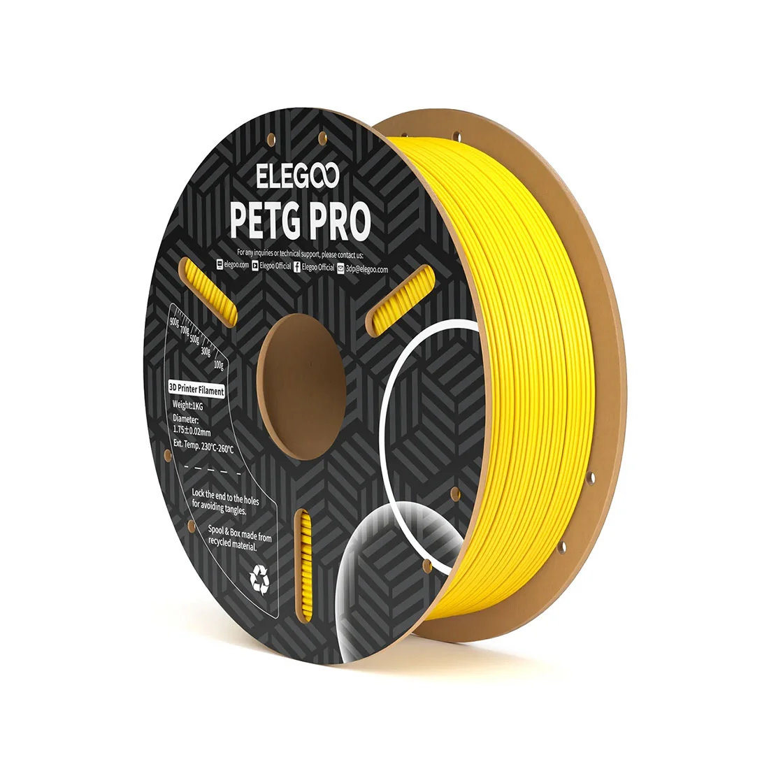 Филамент за 3D принтер Elegoo PETG Pro, 1.75 mm, 1 kg, жълт