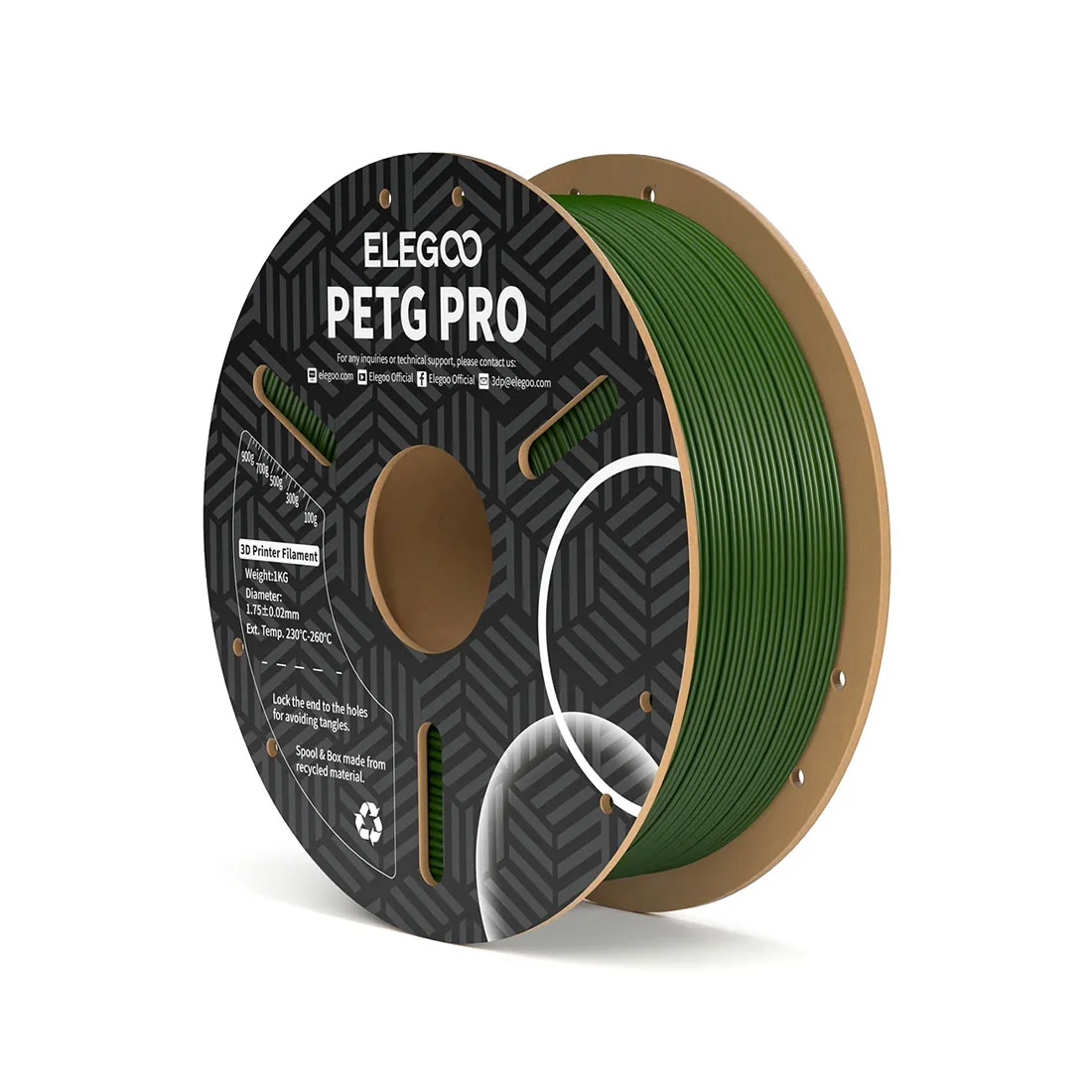 Филамент за 3D принтер Elegoo PETG Pro, 1.75 mm, 1 kg, маслиненозелен
