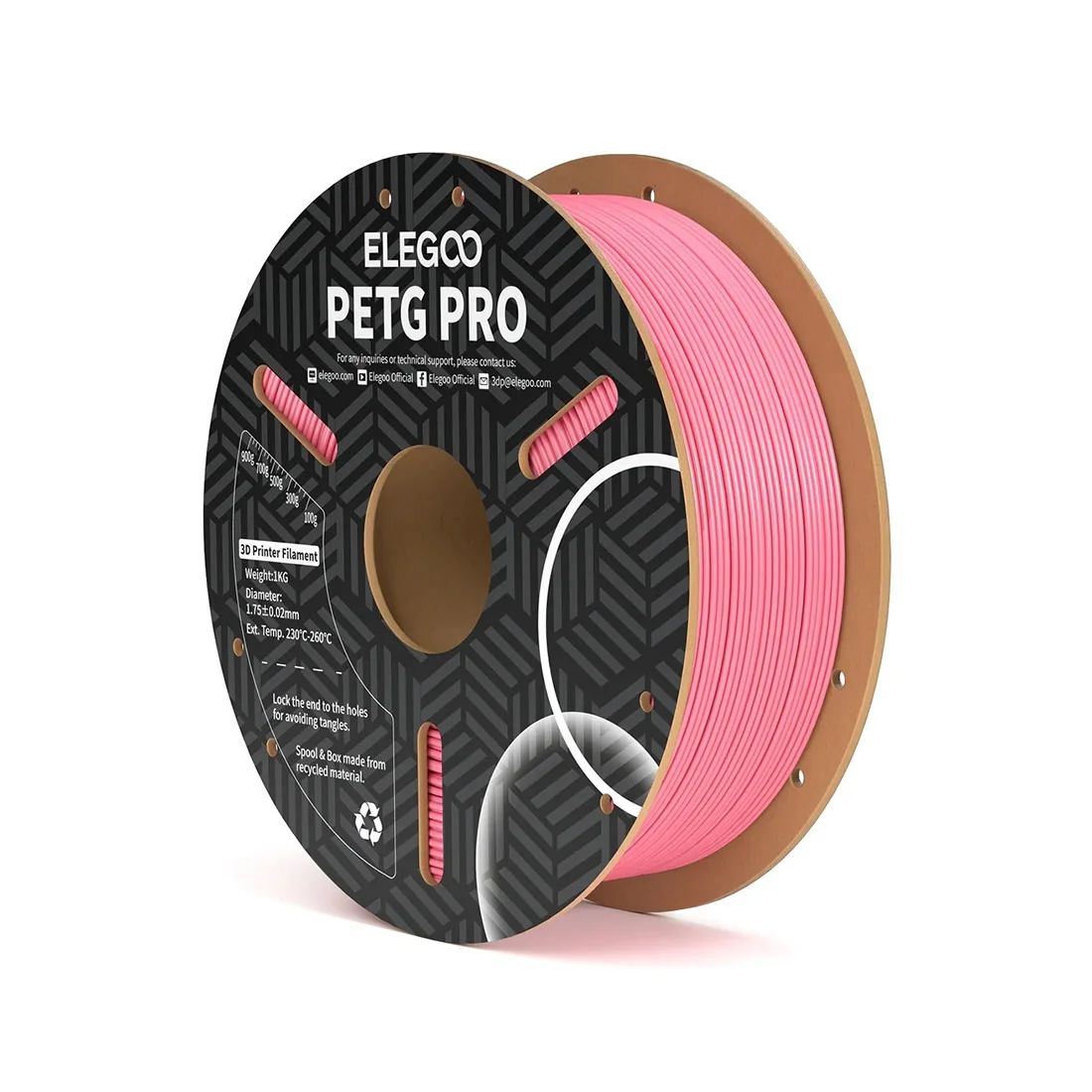 Филамент за 3D принтер Elegoo PETG Pro, 1.75 mm, 1 kg, розов
