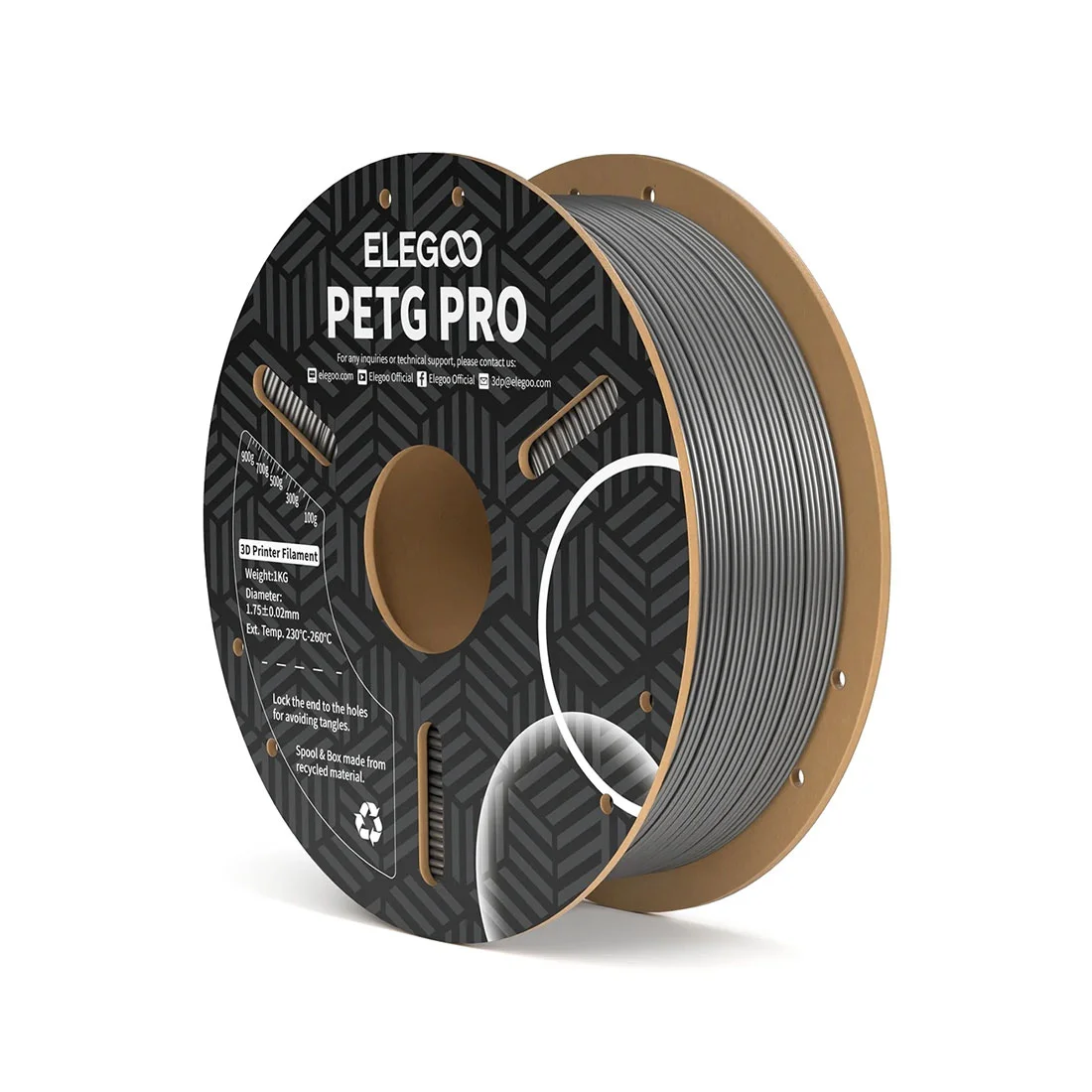 Филамент за 3D принтер Elegoo PETG Pro, 1.75 mm, 1 kg, сребрист