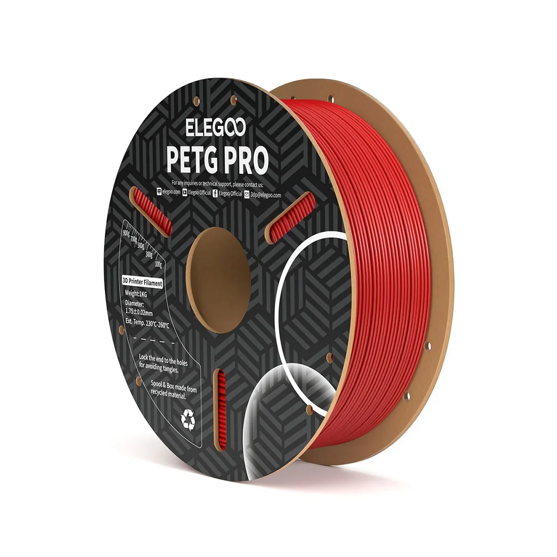 Филамент за 3D принтер Elegoo PETG Pro, 1.75 mm, 1 kg, червен