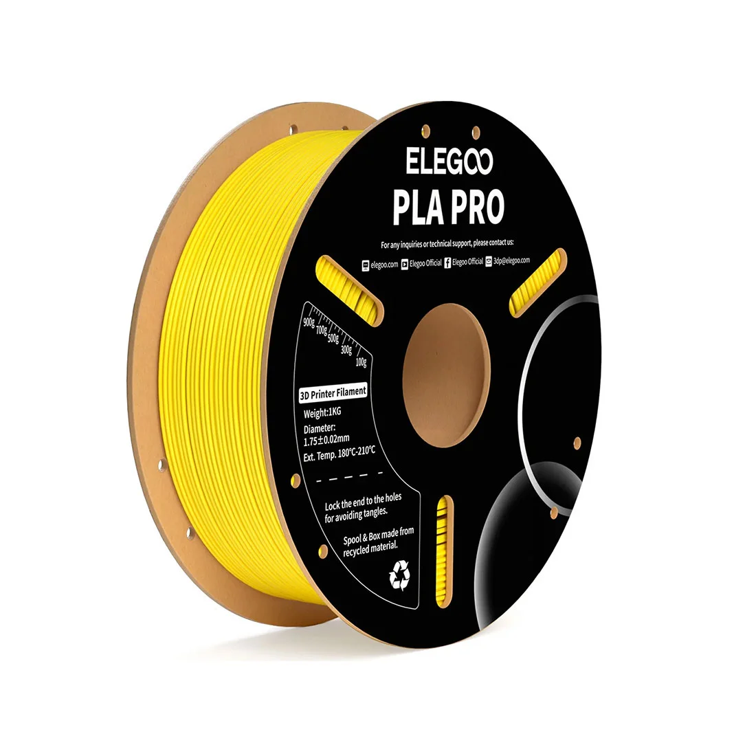 Филамент за 3D принтер Elegoo PLA Pro, 1.75 mm, 1 kg, жълт