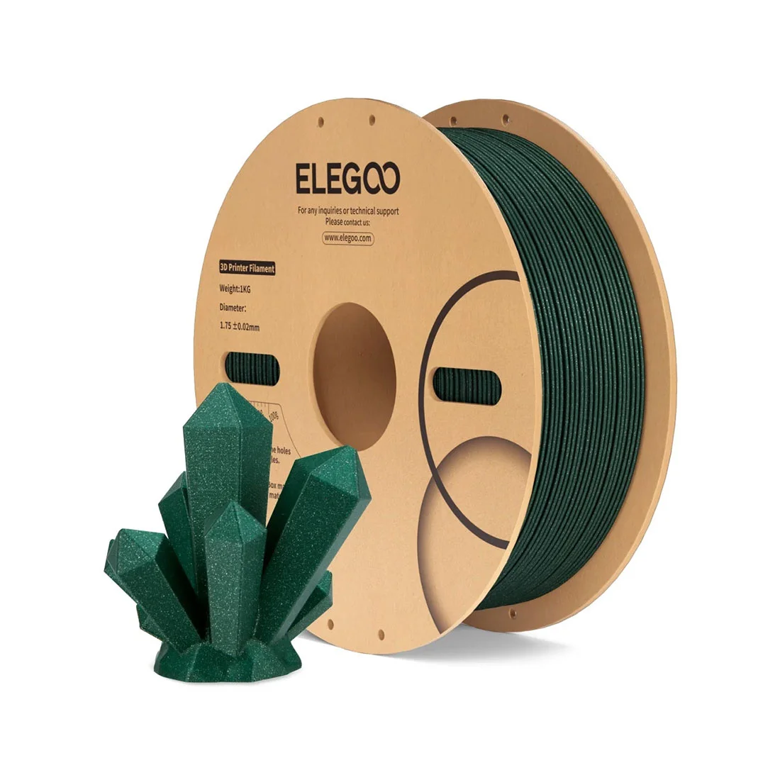 Филамент за 3D принтер Elegoo PLA Special, блестящ, 1.75 mm, 1 kg, зелен