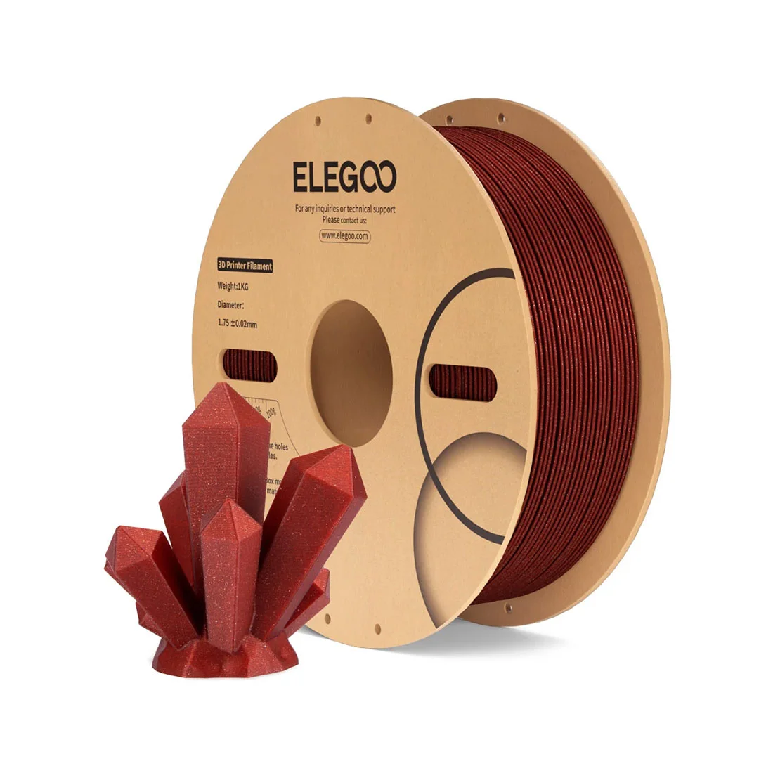Филамент за 3D принтер Elegoo PLA Special, блестящ, 1.75 mm, 1 kg, червен