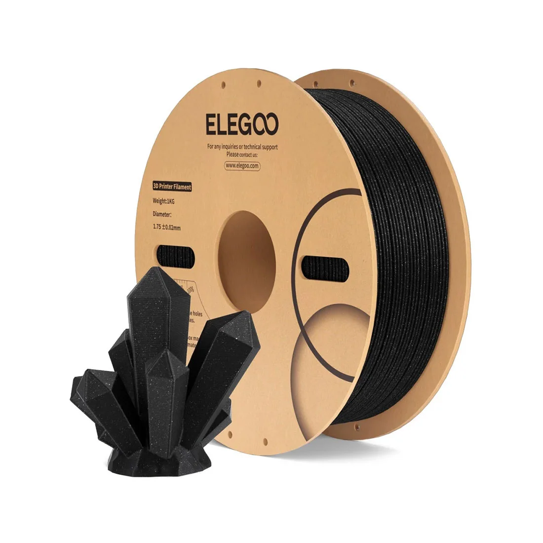 Филамент за 3D принтер Elegoo PLA Special, блестящ, 1.75 mm, 1 kg, черен